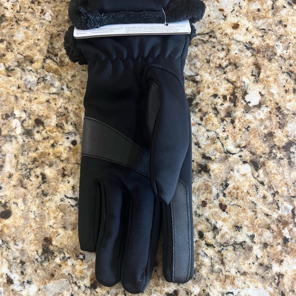 New - Isotoner Women's Black Gloves with Faux Fur Trim - Picture 2 of 3